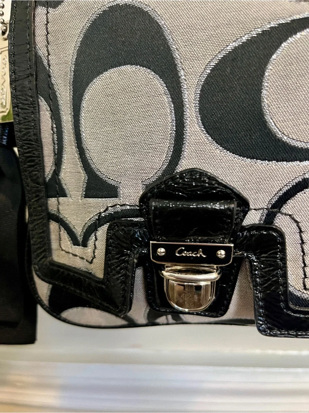Vintage Y2K Coach Poppy Signature Pushlock Flap Bag (Style No. 18352)